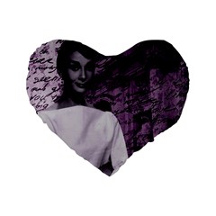 Audrey Hepburn Standard 16  Premium Flano Heart Shape Cushions by Valentinaart