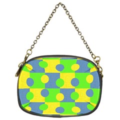 Abric Cotton Bright Blue Lime Chain Purses (two Sides)  by Simbadda