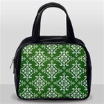 St Patrick S Day Damask Vintage Green Background Pattern Classic Handbags (One Side) Front