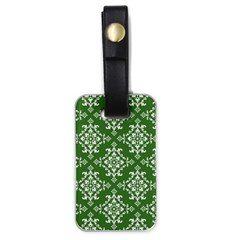 St Patrick S Day Damask Vintage Green Background Pattern Luggage Tags (one Side)  by Simbadda