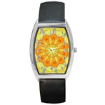 Sunshine Sunny Sun Abstract Yellow Barrel Style Metal Watch Front