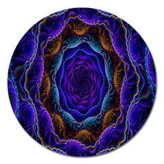 Flowers Dive Neon Light Patterns Magnet 5  (round) by Simbadda