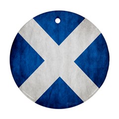 Scotland Flag Surface Texture Color Symbolism Round Ornament (two Sides) by Simbadda