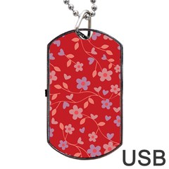 Floral Pattern Dog Tag Usb Flash (two Sides) by Valentinaart