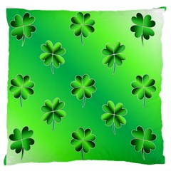 Shamrock Green Pattern Design Large Flano Cushion Case (one Side) by Simbadda