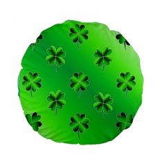 Shamrock Green Pattern Design Standard 15  Premium Flano Round Cushions by Simbadda