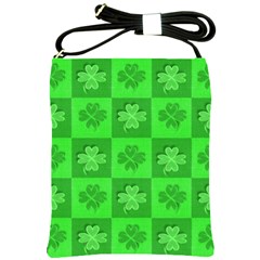 Fabric Shamrocks Clovers Shoulder Sling Bags by Simbadda