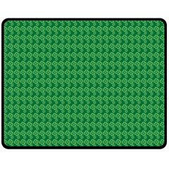 Clovers On Dark Green Double Sided Fleece Blanket (medium)  by PhotoNOLA