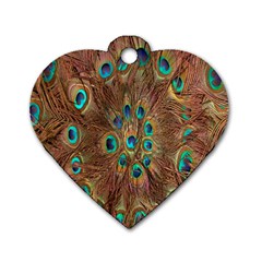 Peacock Pattern Background Dog Tag Heart (two Sides) by Simbadda