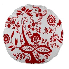 Red Vintage Floral Flowers Decorative Pattern Clipart Large 18  Premium Round Cushions by Simbadda