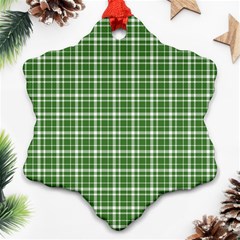 St  Patricks Day Plaid Pattern Snowflake Ornament (two Sides) by Valentinaart