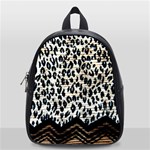 Tiger Background Fabric Animal Motifs School Bags (Small)  Front