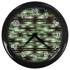 Stripes Camo Pattern Print Wall Clocks (black) by dflcprints