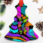 Abstract Art Squiggly Loops Multicolored Christmas Tree Ornament (Two Sides) Back