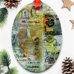 Old Newspaper And Gold Acryl Painting Collage Ornament (oval) by EDDArt