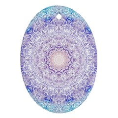 India Mehndi Style Mandala   Cyan Lilac Oval Ornament (two Sides) by EDDArt