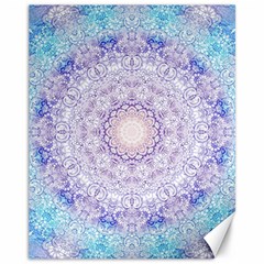 India Mehndi Style Mandala   Cyan Lilac Canvas 11  X 14   by EDDArt