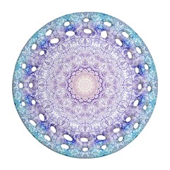 India Mehndi Style Mandala   Cyan Lilac Round Filigree Ornament (two Sides) by EDDArt