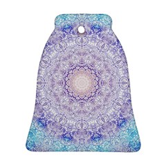 India Mehndi Style Mandala   Cyan Lilac Bell Ornament (two Sides) by EDDArt