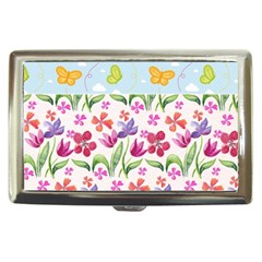 Watercolor Flowers And Butterflies Pattern Cigarette Money Cases by TastefulDesigns