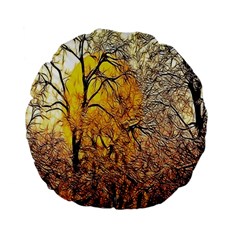 Summer Sun Set Fractal Forest Background Standard 15  Premium Flano Round Cushions by Simbadda