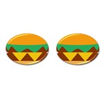 Hamburger Bread Food Cheese Cufflinks (Oval) Front(Pair)