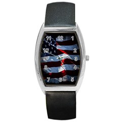 Grunge American Flag Background Barrel Style Metal Watch by Simbadda