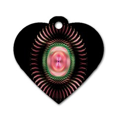 Fractal Plate Like Image In Pink Green And Other Colours Dog Tag Heart (one Side) by Simbadda