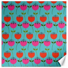 Tulips Floral Background Pattern Canvas 16  X 16   by Simbadda