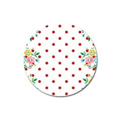 Flower Floral Polka Dot Orange Magnet 3  (round) by Mariart