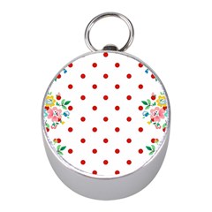 Flower Floral Polka Dot Orange Mini Silver Compasses by Mariart