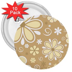 Flower Floral Star Sunflower Grey 3  Buttons (10 Pack)  by Mariart