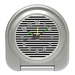 Horizontal Stripes Black Travel Alarm Clocks by Mariart