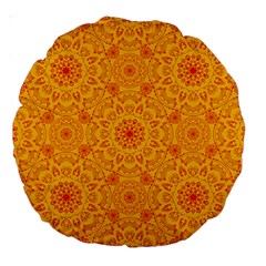 Solar Mandala  Orange Rangoli  Large 18  Premium Round Cushion  by bunart