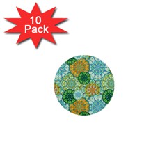 Forest Spirits  Green Mandalas  1  Mini Button (10 Pack)  by bunart