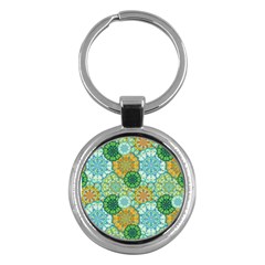 Forest Spirits  Green Mandalas  Key Chain (round) by bunart