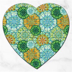 Forest Spirits  Green Mandalas  Jigsaw Puzzle (heart) by bunart