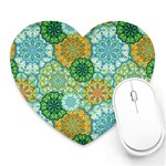 Forest Spirits. Green mandalas. Heart Mousepad Front