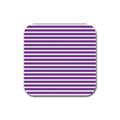 Horizontal Stripes Purple Rubber Square Coaster (4 Pack)  by Mariart