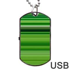 Horizontal Stripes Line Green Dog Tag Usb Flash (two Sides) by Mariart