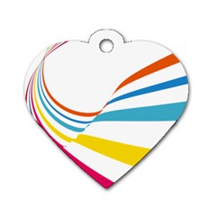 Line Rainbow Orange Blue Yellow Red Pink White Wave Waves Dog Tag Heart (one Side) by Mariart