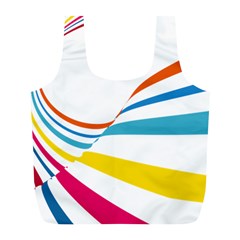 Line Rainbow Orange Blue Yellow Red Pink White Wave Waves Full Print Recycle Bags (l)  by Mariart