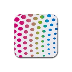 Polka Dot Pink Green Blue Rubber Coaster (square)  by Mariart