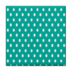 Polka Dots White Blue Tile Coasters by Mariart