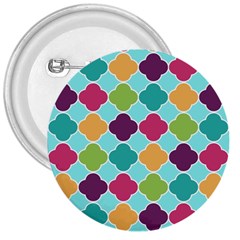 Colorful Quatrefoil Pattern Wallpaper Background Design 3  Buttons by Simbadda