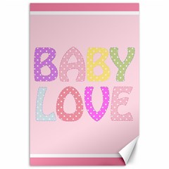 Pink Baby Love Text In Colorful Polka Dots Canvas 24  X 36  by Simbadda