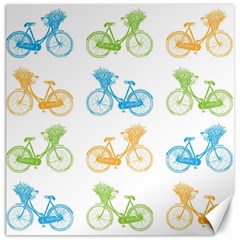 Vintage Bikes With Basket Of Flowers Colorful Wallpaper Background Illustration Canvas 20  X 20   by Simbadda