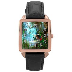 Beautiful Peacock Colorful Rose Gold Leather Watch  by Simbadda