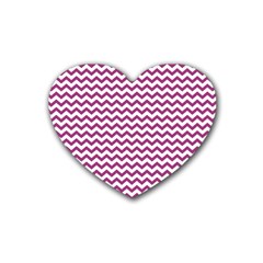 Chevron Wave Purple White Heart Coaster (4 Pack)  by Mariart