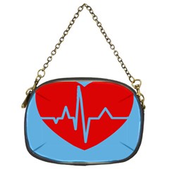 Heartbeat Health Heart Sign Red Blue Chain Purses (one Side)  by Mariart